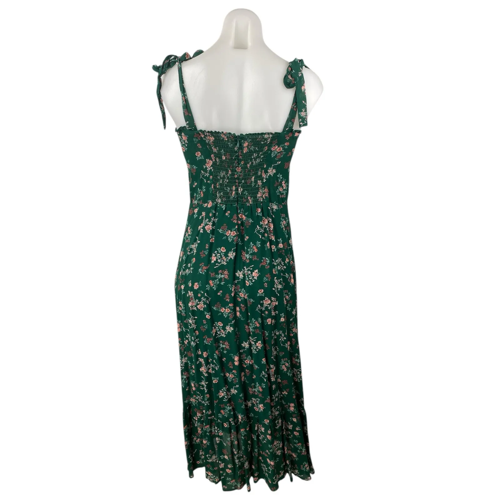 Reformation Nikita Green Floral Sleeveless Tie Strap Cami Midi A-Line Dress Sz 8 - Image 2