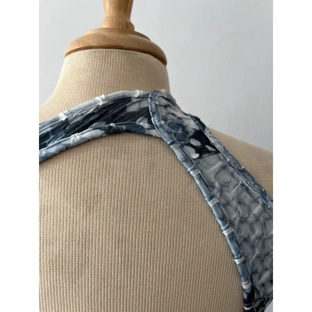 Special One Los Angeles blue white honeycomb fish scale one shoulder crop top S Size M - Image 5