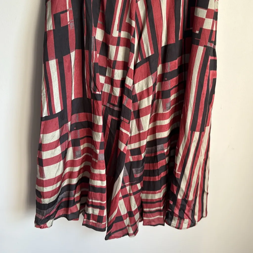 Peruvian Connection  Red and Black Geometric Patterned Maxi Skirt 4 - Image 7