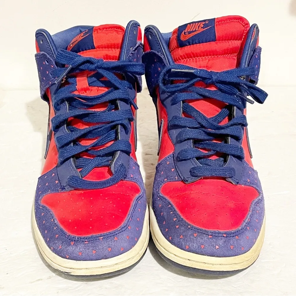 Nike Size 9 Dunk Hi Skinny Print Hyper Red Royal Blue Sail 543242-600 Sneaker - Image 2