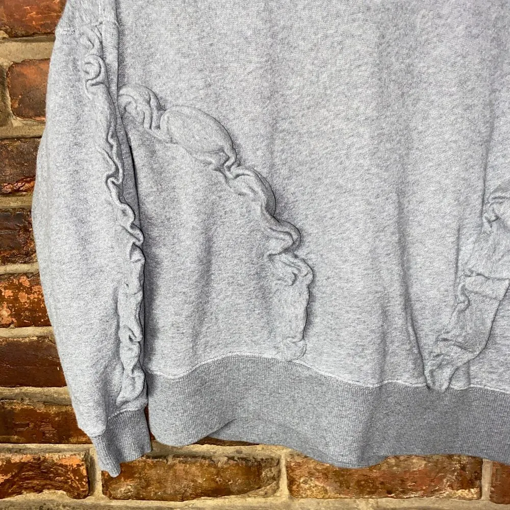 Madewell Mile(s) Gray Ruffled Pullover Sweatshirt Women's Size XS - Image 3