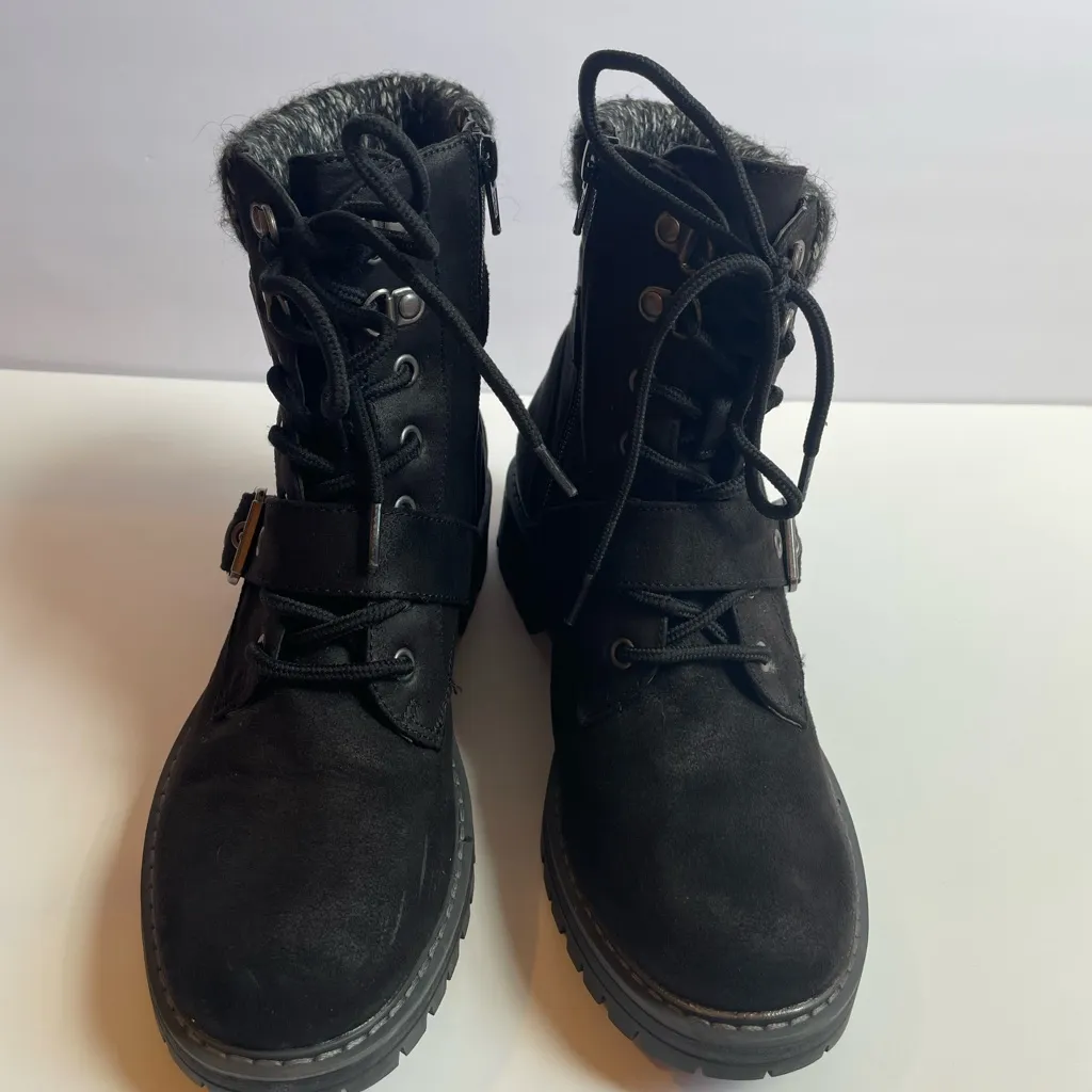 Cliffs by WHITE MOUNTAIN Black Combat Moto Boots with Buckle Details Size undefined - Image 3