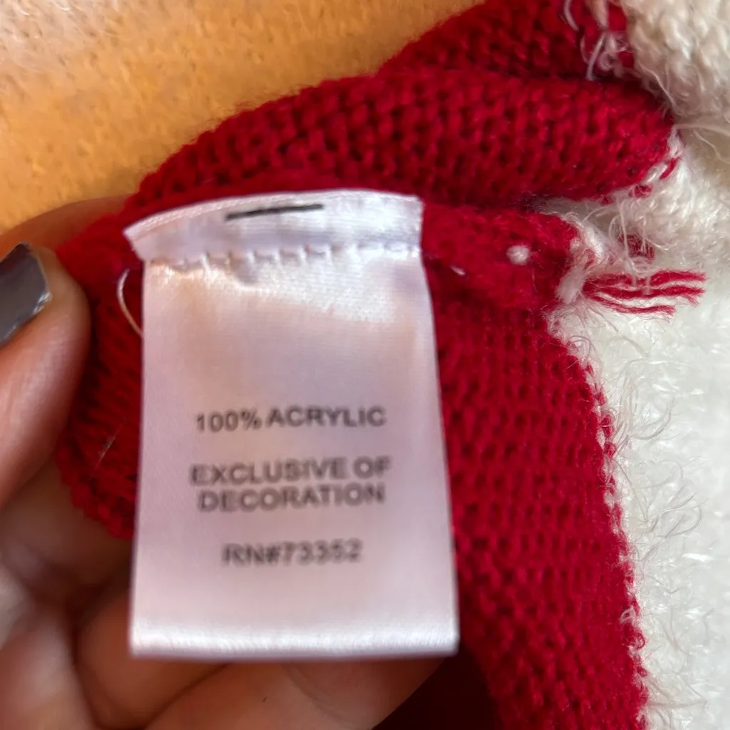 Christmas Santa Mrs. Claus Red Sweater Dress XL White Fuzzy Trim - Image 11