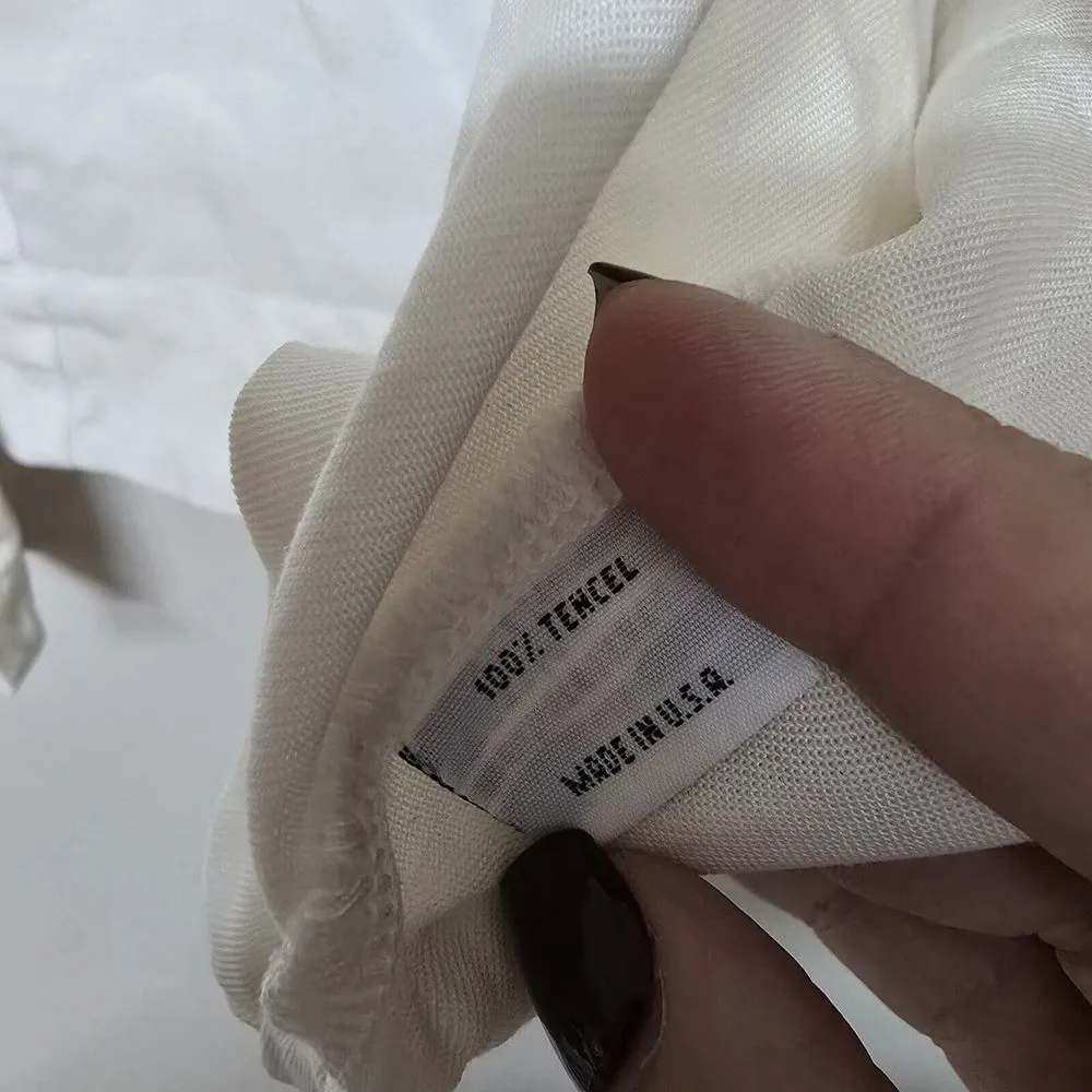 BRYN WALKER Ivory Short Sleeve Tencel Open Crop Jacket Size Unknown Minimalist - Image 3