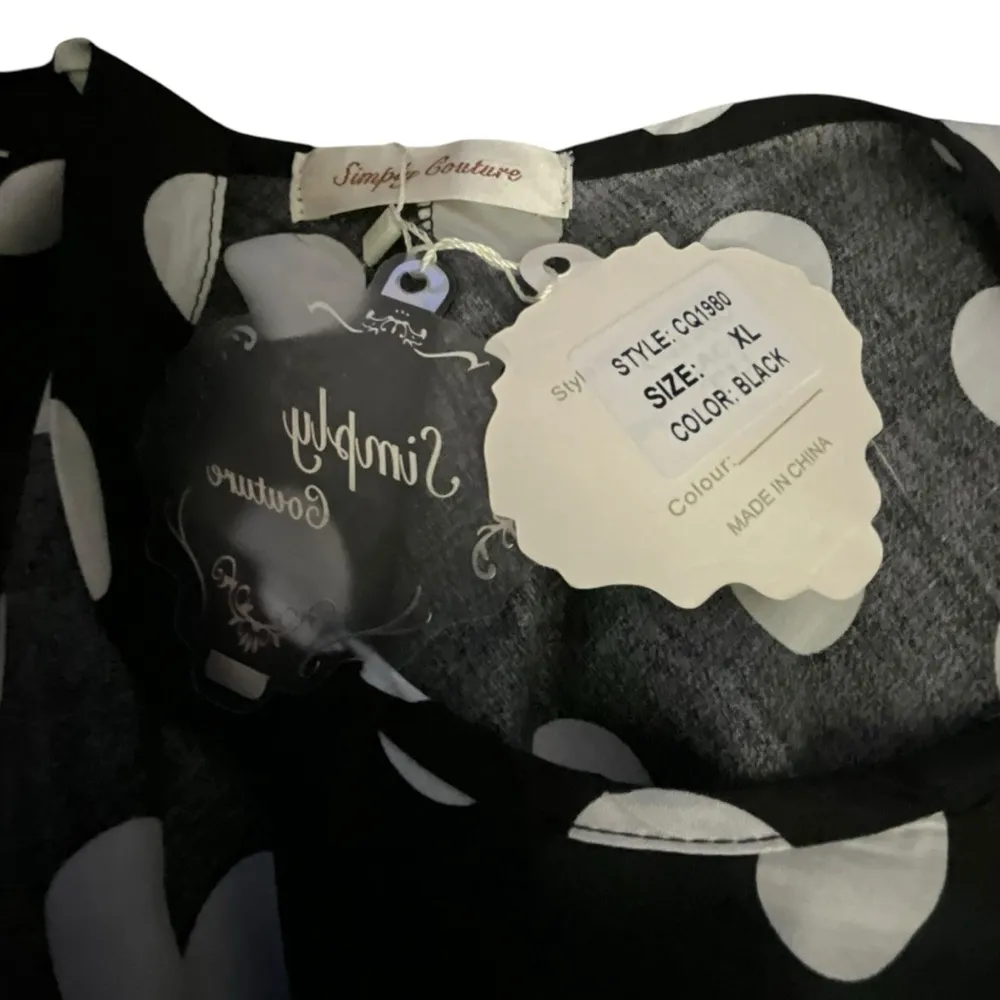 Simply Couture Polka Dot Sleeveless Handkerchief Hem Dress - in Black and White - Image 12