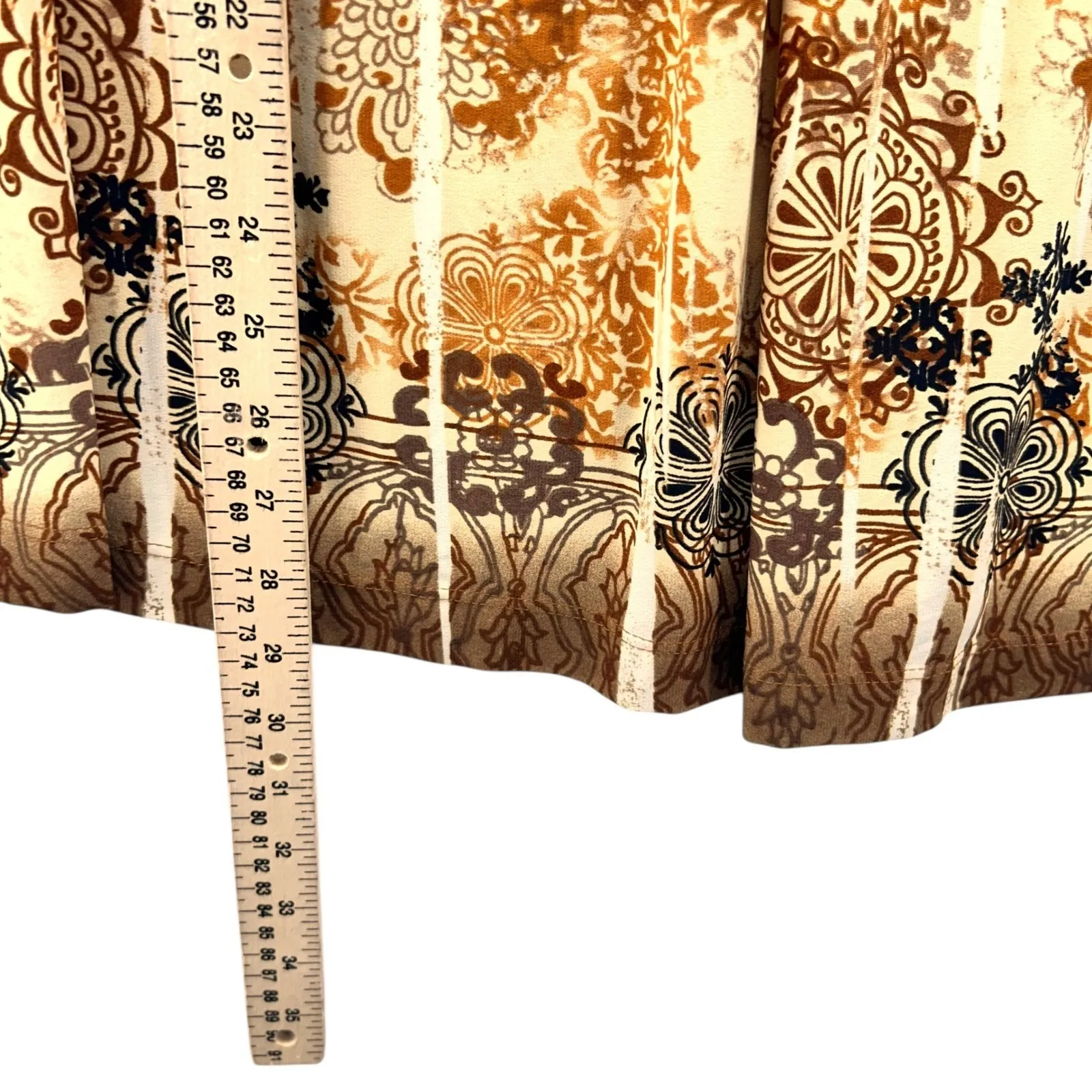 Susan Graver Paisley Liquid Knit Top Brown 1X‎ - Image 13