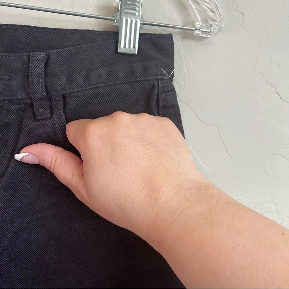 J. Galt Brandy Melville Black High Rise Raw‎ Hem Denim Shorts - Image 3