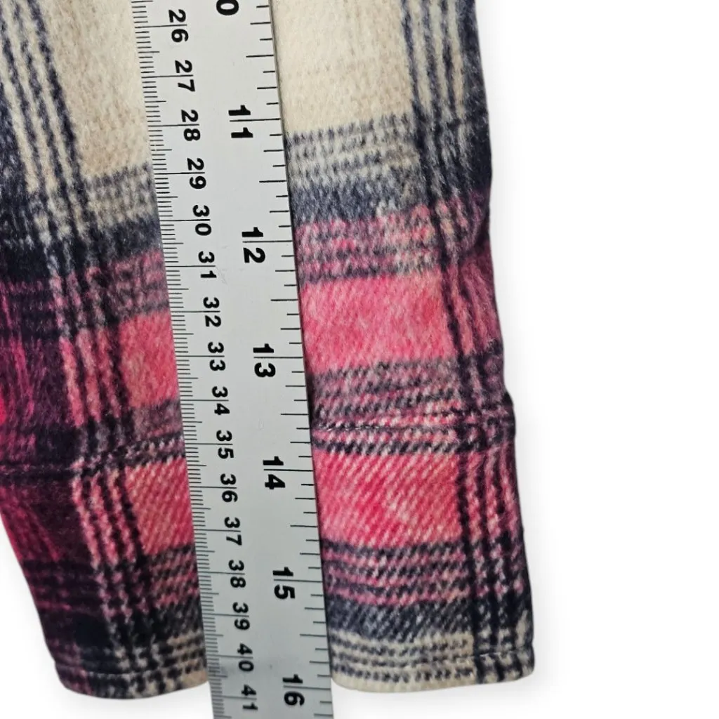 Zenana Pink & Black Plaid Flannel Shirt Size S Button Down Oversized - Image 7
