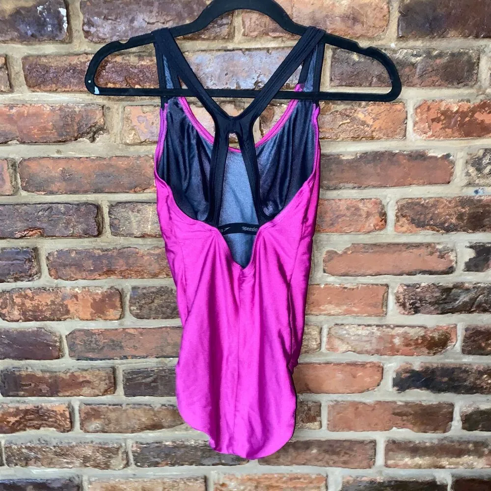 Speedo Fuchsia Pink Contemporary Ultraback One Piece Swim Bathing Suit Women's 6 - Image 5