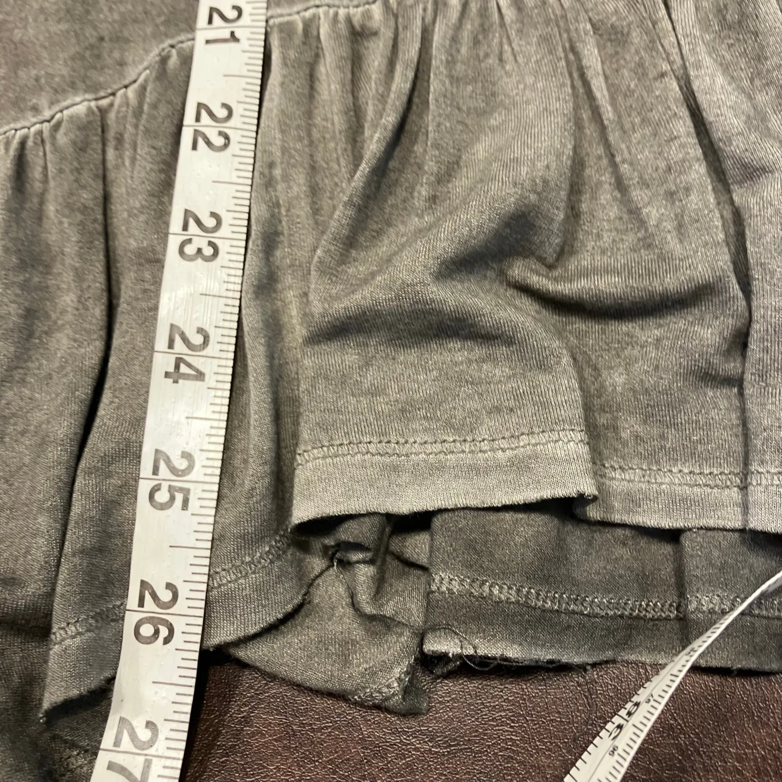 Dantelle Oil Dye Ruffle Hem Tunic Top Grey Womens small Drop Waist‎ Boho Grunge - Image 12