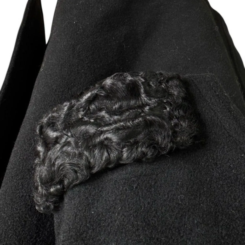 Vintage Cashmere Coat with Persian Lamb Trim 50’s Black Size M Men’s L Women’s Size L - Image 7