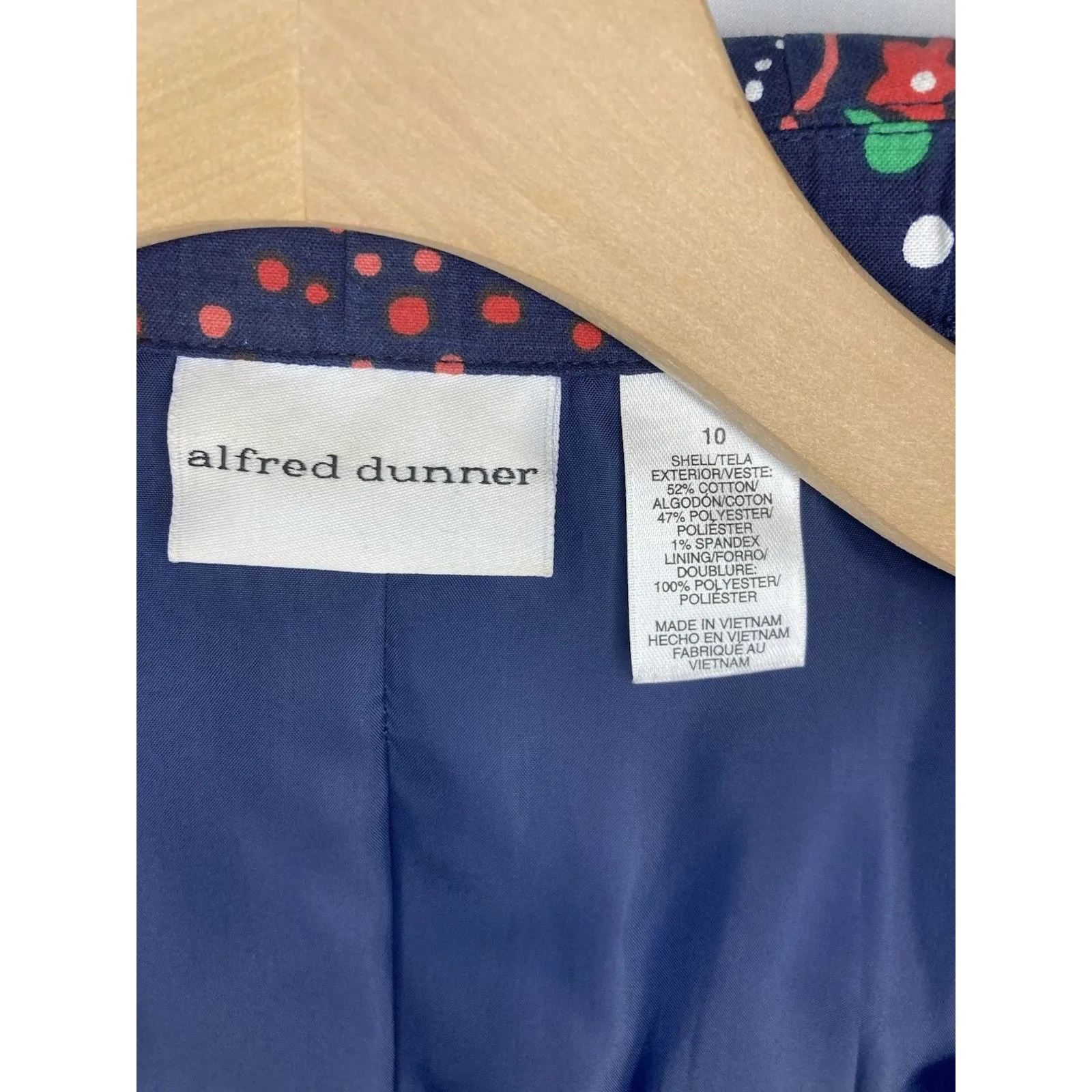 Alfred Dunner Womens Blazer Jacket 10 Navy Floral Paisley Open Front Crinkle - Image 8