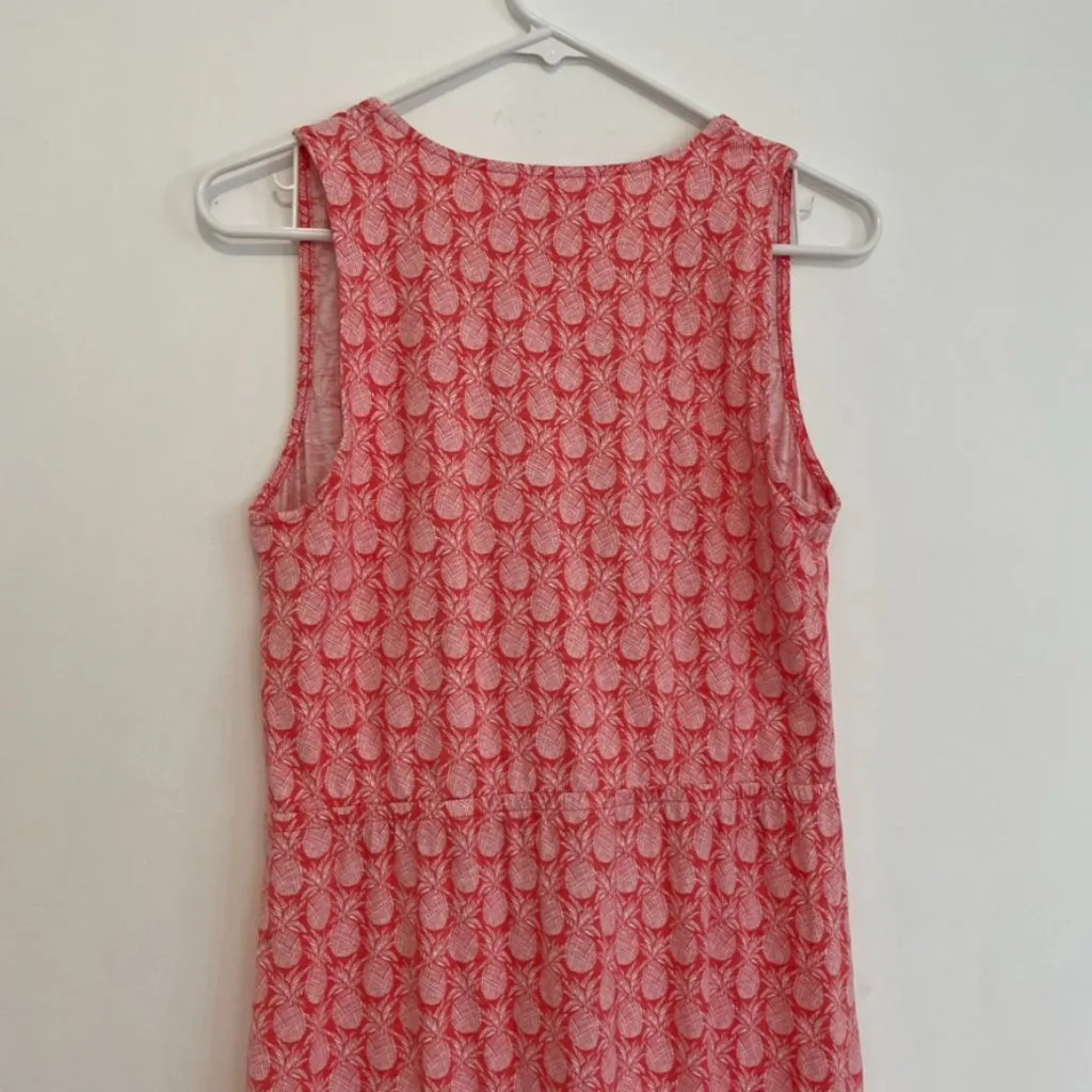 TOMMY BAHAMA Pineapple Crossover Dress Coral Pink White Sleeveless Faux Wrap XS - Image 12