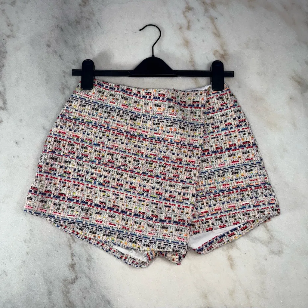 Song of Style Elma Tweed Jacket Top & Cloe Skort Set Rainbow Multi Two Piece Red Size M - Image 6