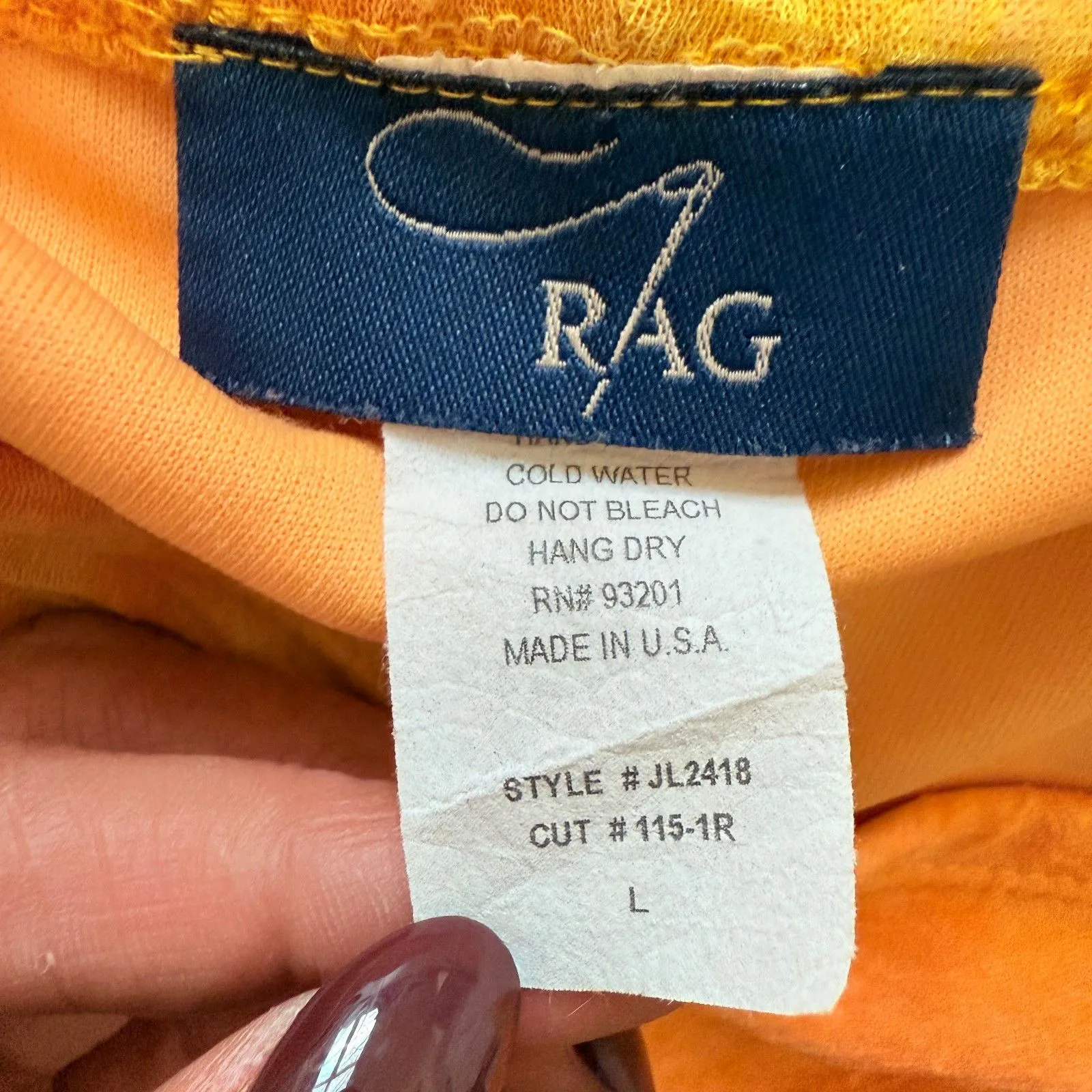 VTG Y2K Rag Orange Yellow Tie Dye High Low Skirt Stretchy Waist Lined Boho Sz L Size L - Image 5