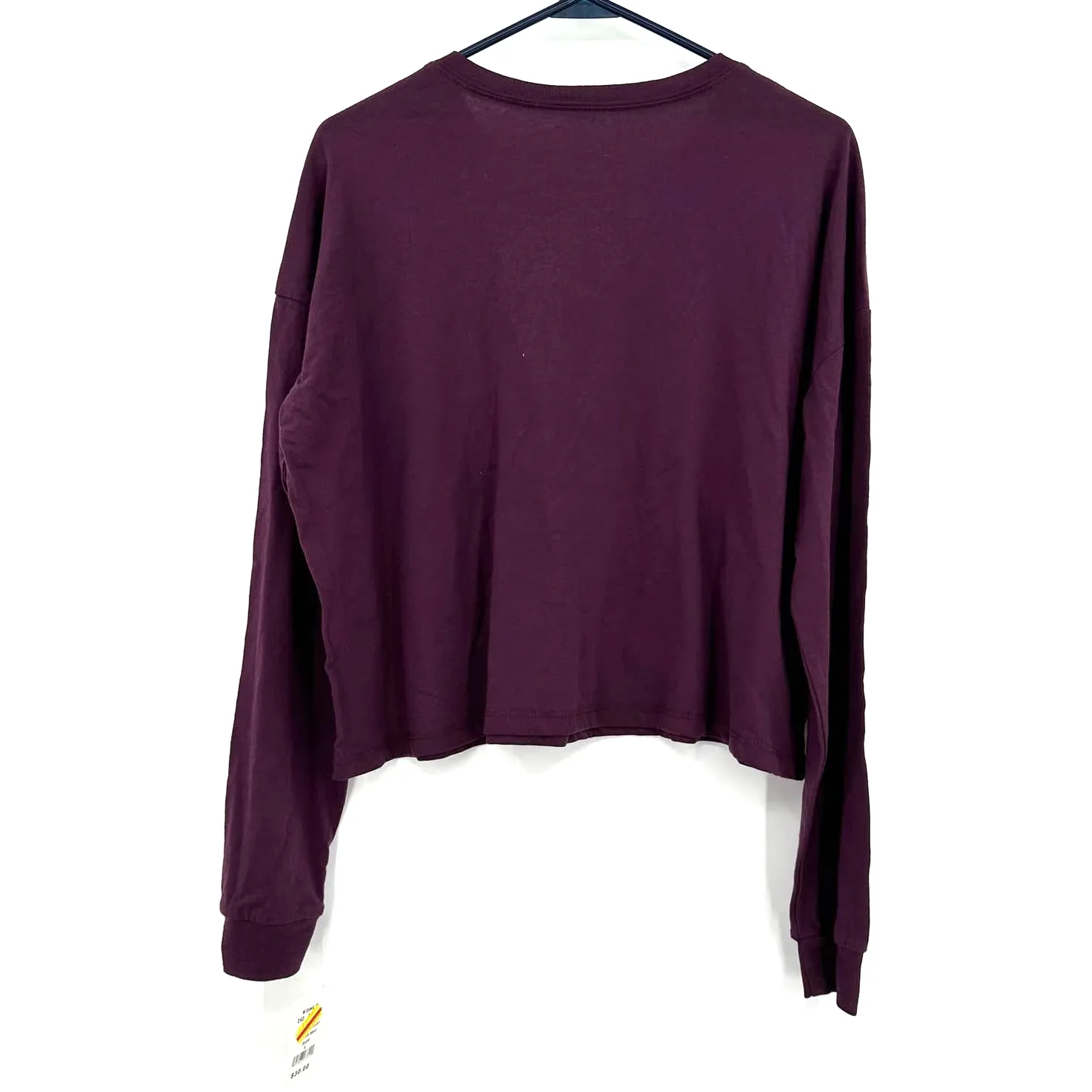 NWT Mighty‎ Fine size Large long sleeve crop henley style shirt purple maroon - Image 2