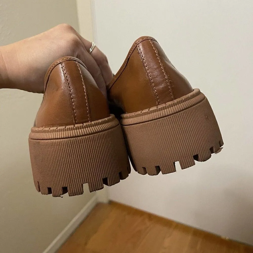 AREZZO brown leather platform slip on loafer shoes size EU 40 Brown - Image 6