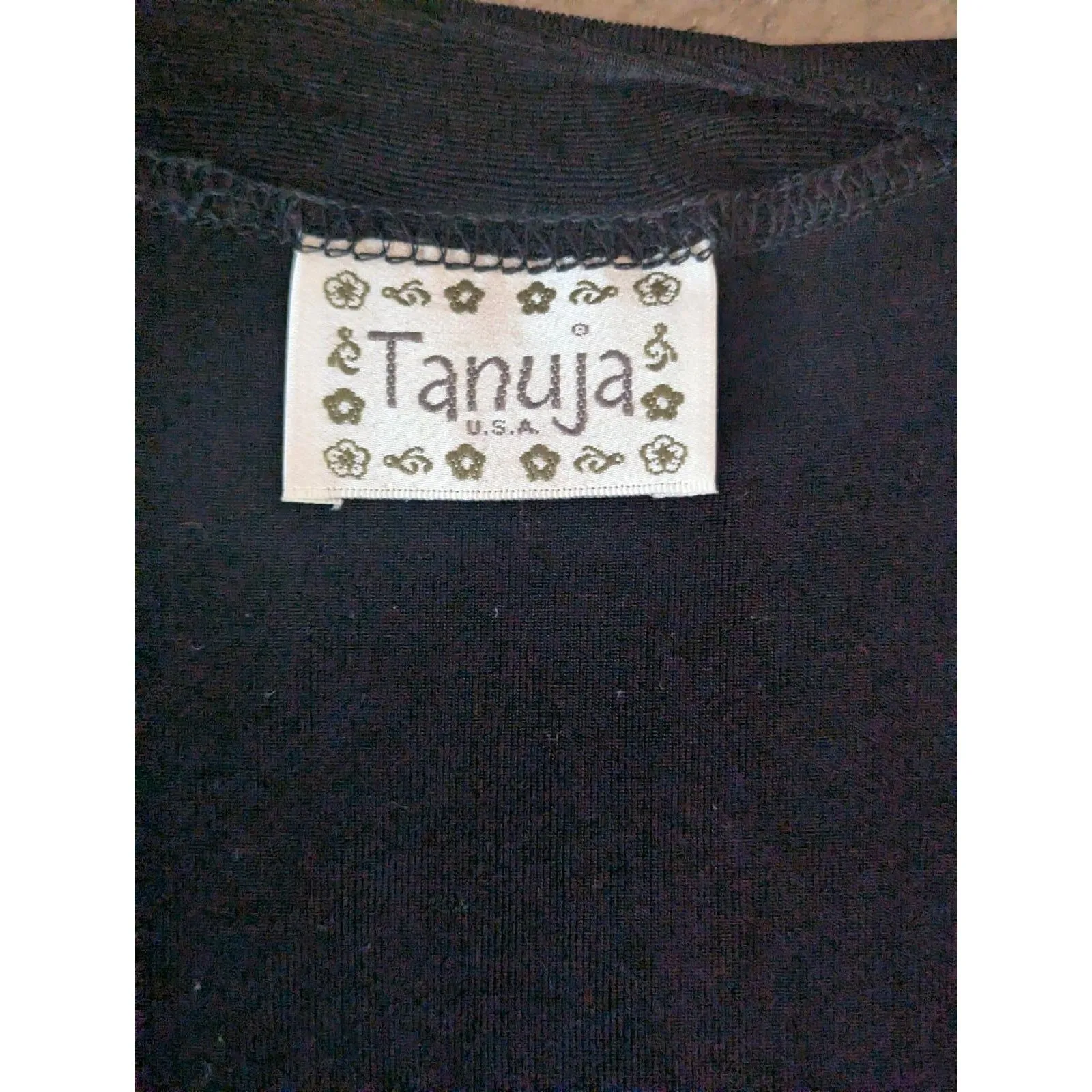 Vintage TANUJA USA Black Maxi Duster Vest Colorful Goth Glam Boho Festival M Size M - Image 5