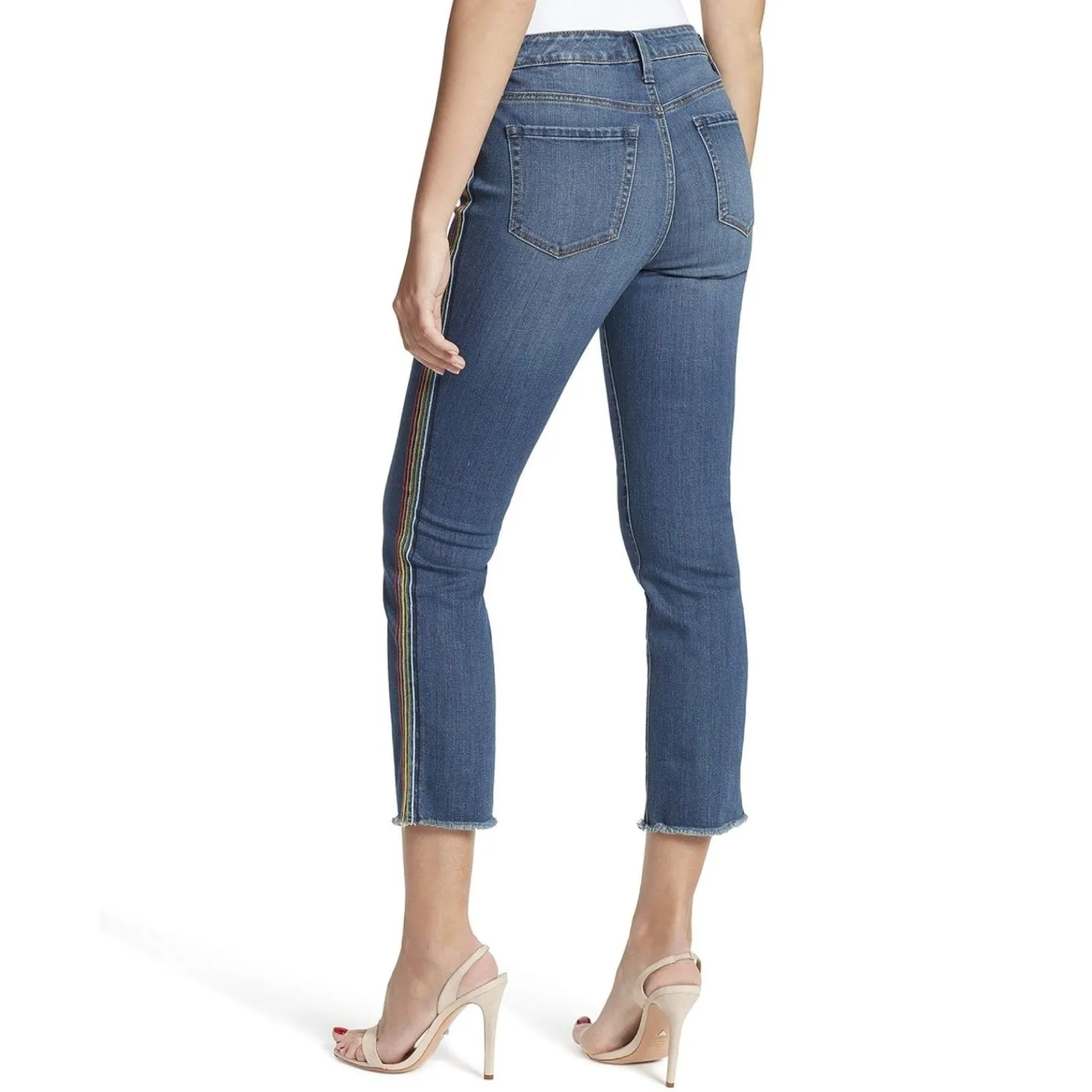 Jessica Simpson Rainbow Stripe Embroidered Arrow Straight Claim to Fame Jeans - Image 3