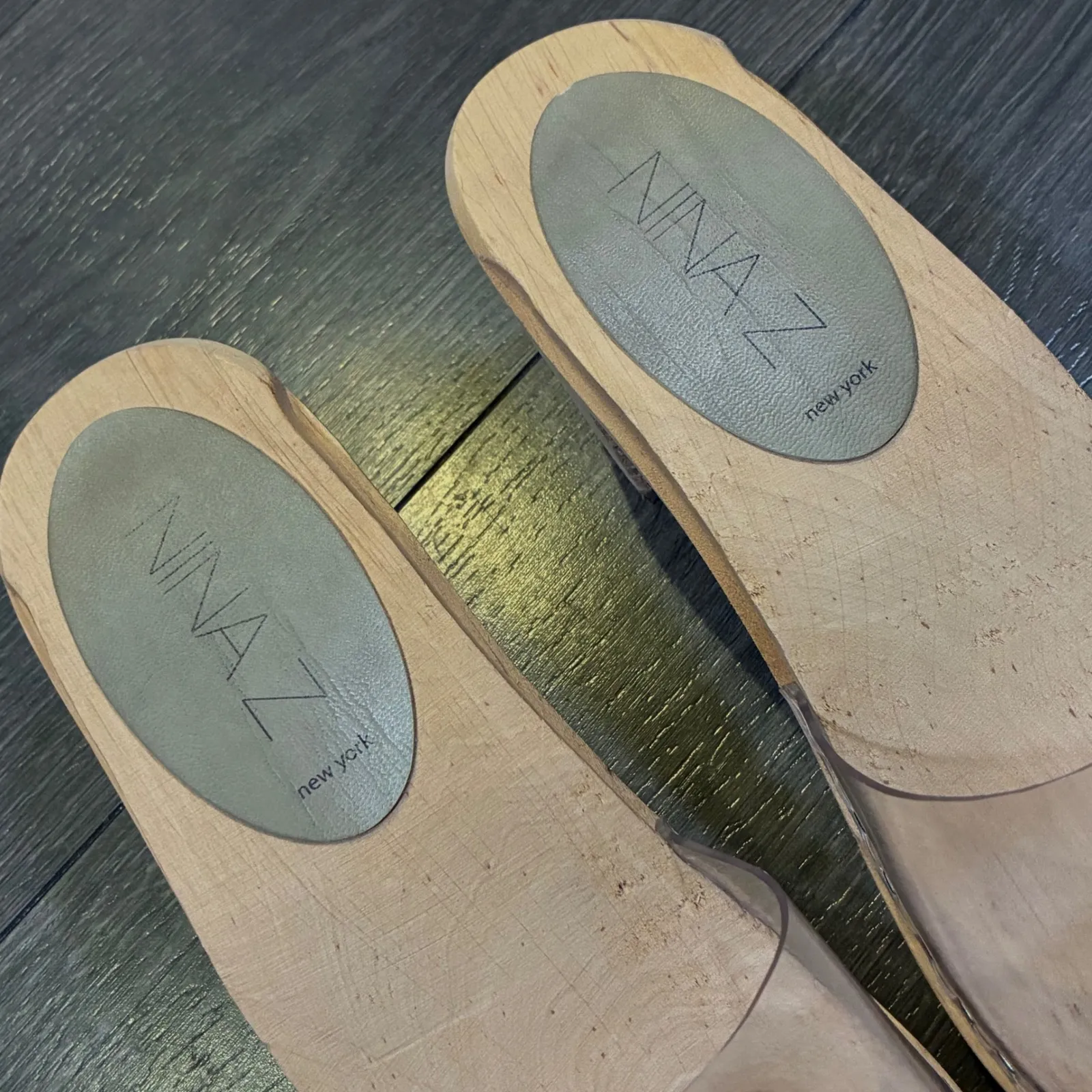 NINA Z New York Clear PVC‎ Wood Heel Clogs Slides Mule Sandals EU 39 (US 9) Tan - Image 4