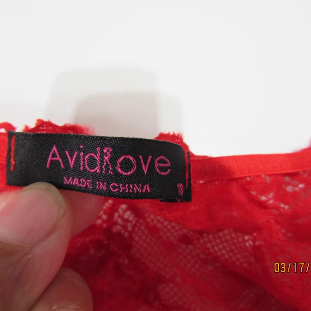 Avidlove Lace Floral Red Sexy Crop top 18w Womens Med Festival Y2K - Image 4