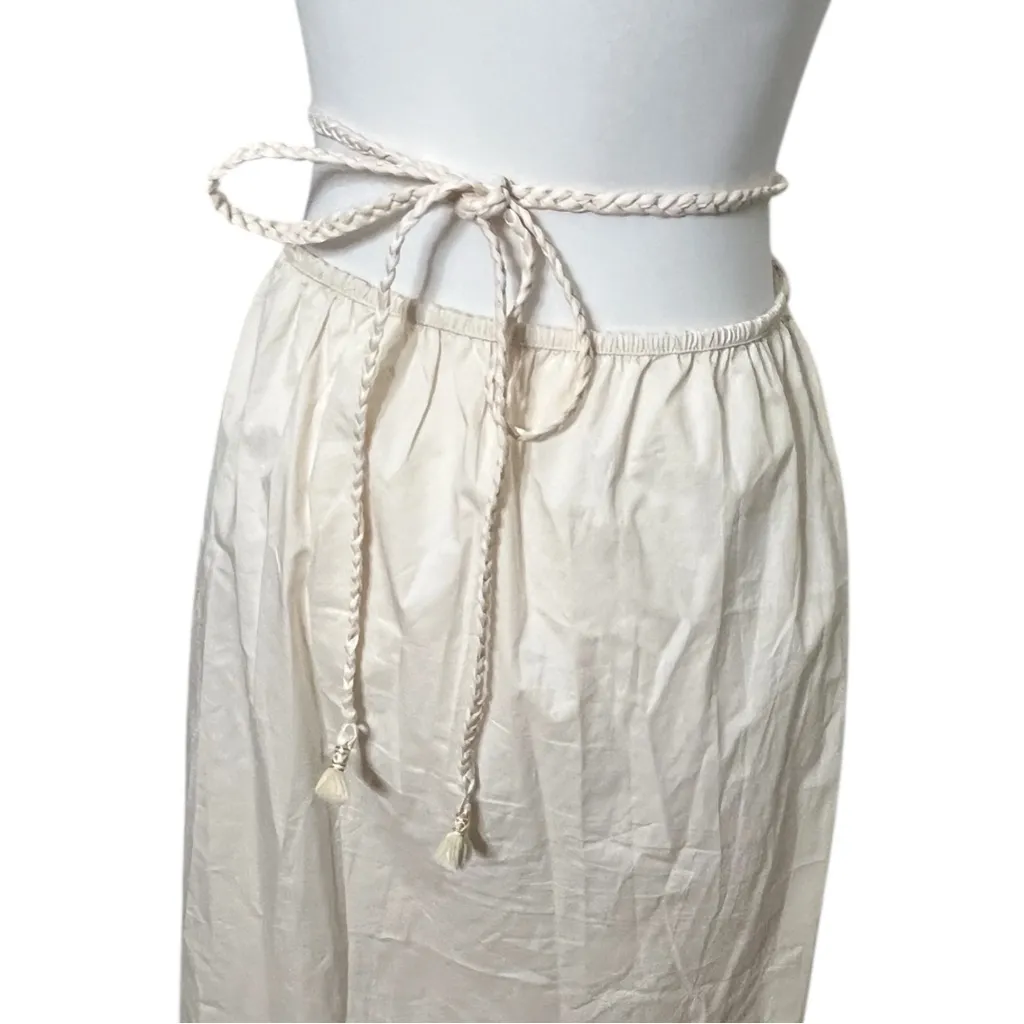 Johanna Ortiz Mother Nature Skirt Size Small White Midi Cotton Blend Rope Belt - Image 8