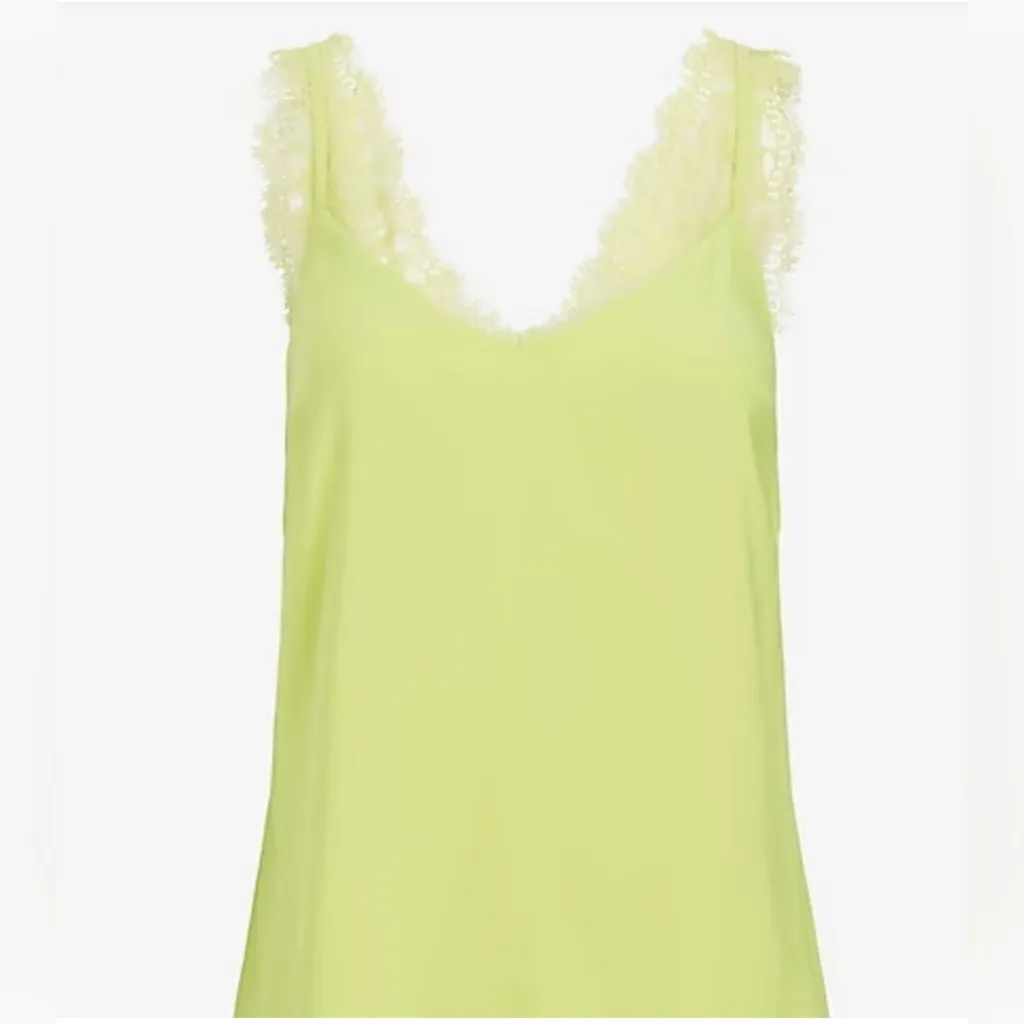 NWT Express Satin Lace Strap V-Neck Downtown Cami Top XS Lemon Yellow Shirt - Image 2