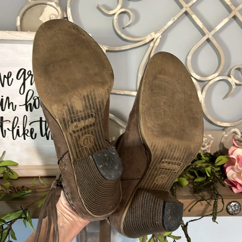 Booties Altard State Brown Faux Suede Side Zip Ankle Boots Womens 7.5 - Image 11