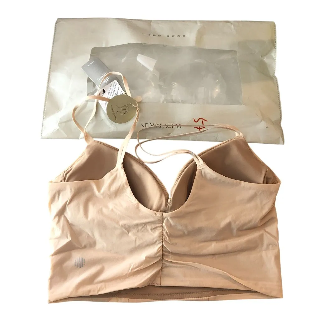 Neiwai Ballet Ruched Bra Top Strappy Sweet Apricot Beige M Size M - Image 2