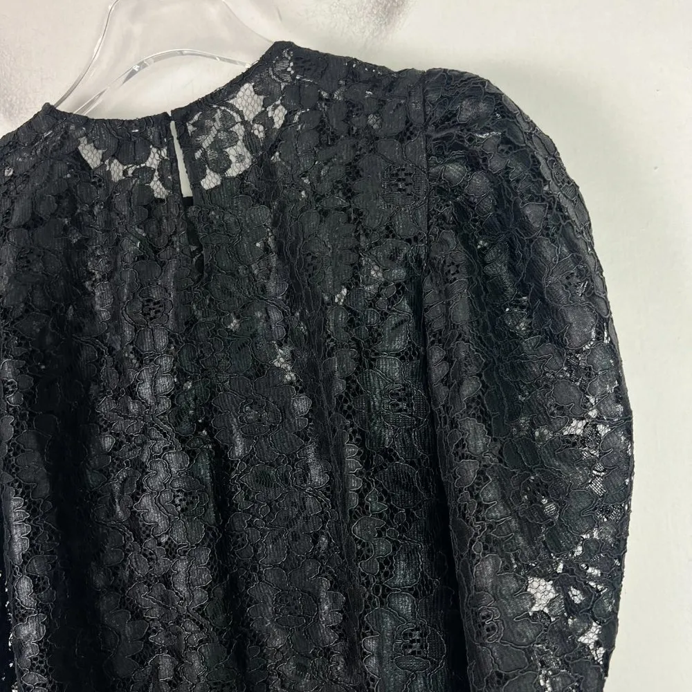 NWT  Lace Puff Sleeve Top Black Size Small S NEW $88 - Image 13