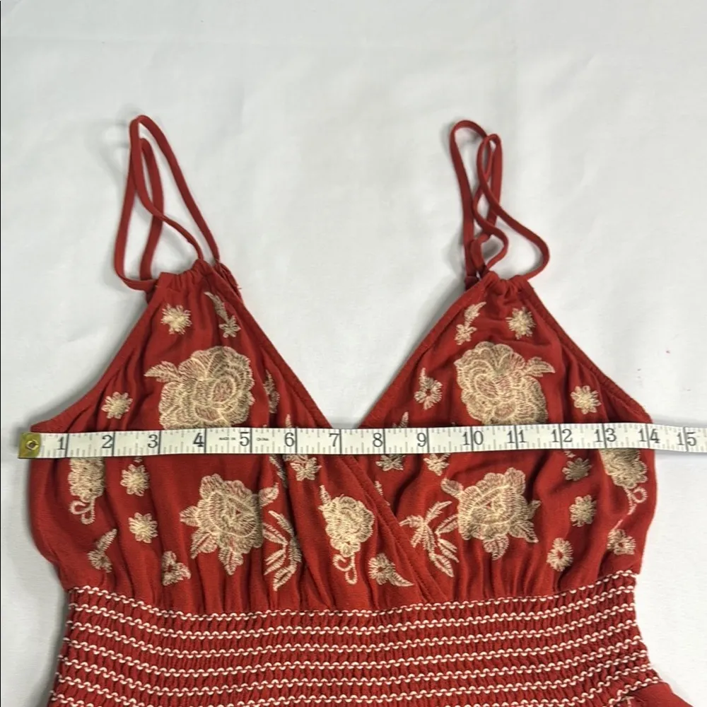 American Eagle Outfitters Burgundy Jumpsuit with Floral Details Red - Image 4