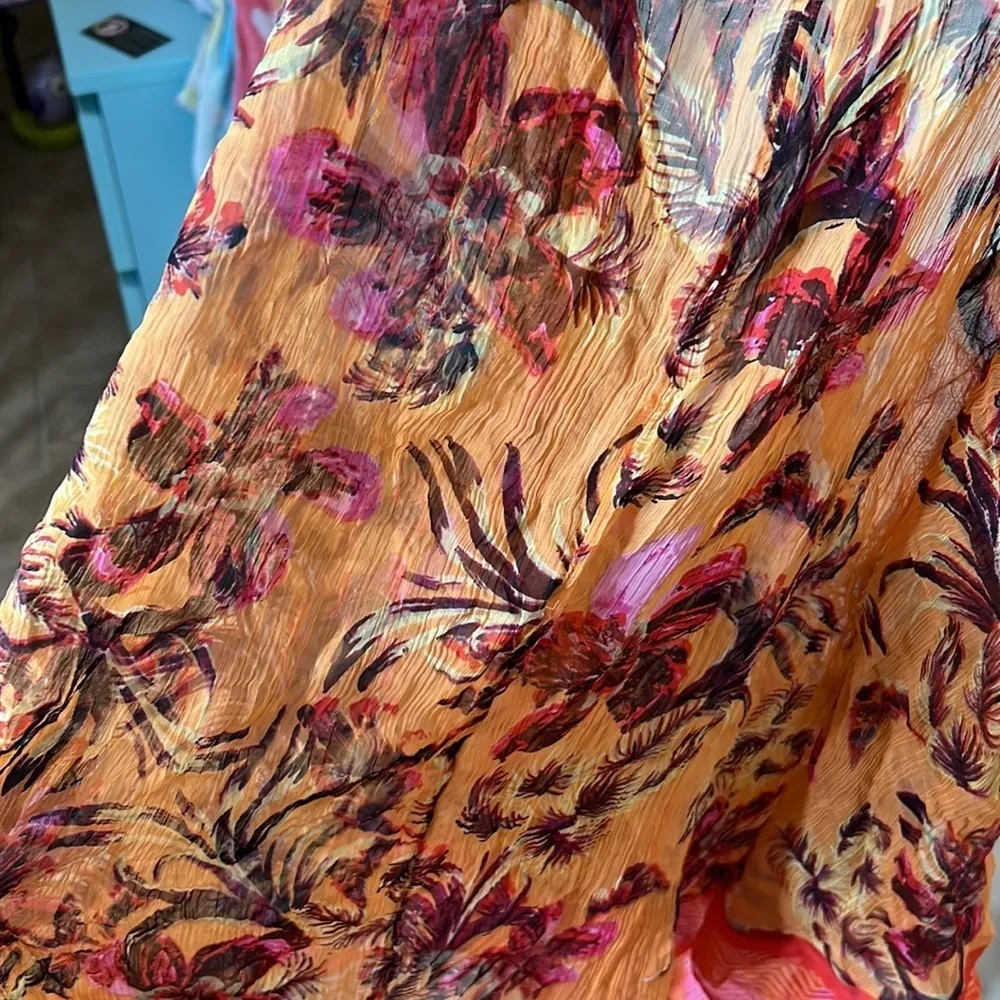 NWOT Intimately Free People Orange Flower Sheer Chemise Size L - Image 5