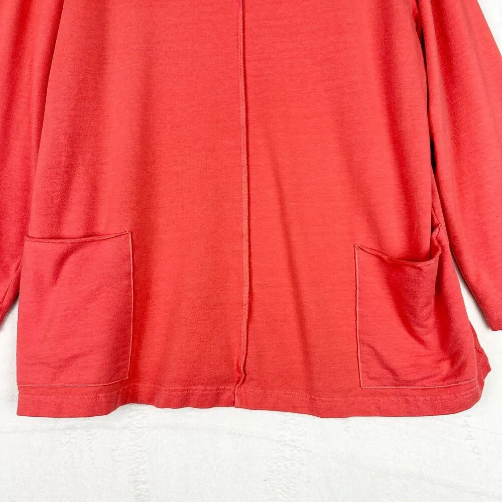 Bryn Walker Sunday Shirt Size Medium Coral Bamboo French Terry Lagenlook - Image 4