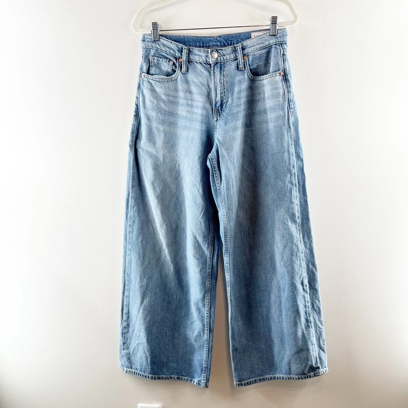 GAP Baggy Mid Rise Wide Leg Jeans Light Indigo Blue 4 - Image 3