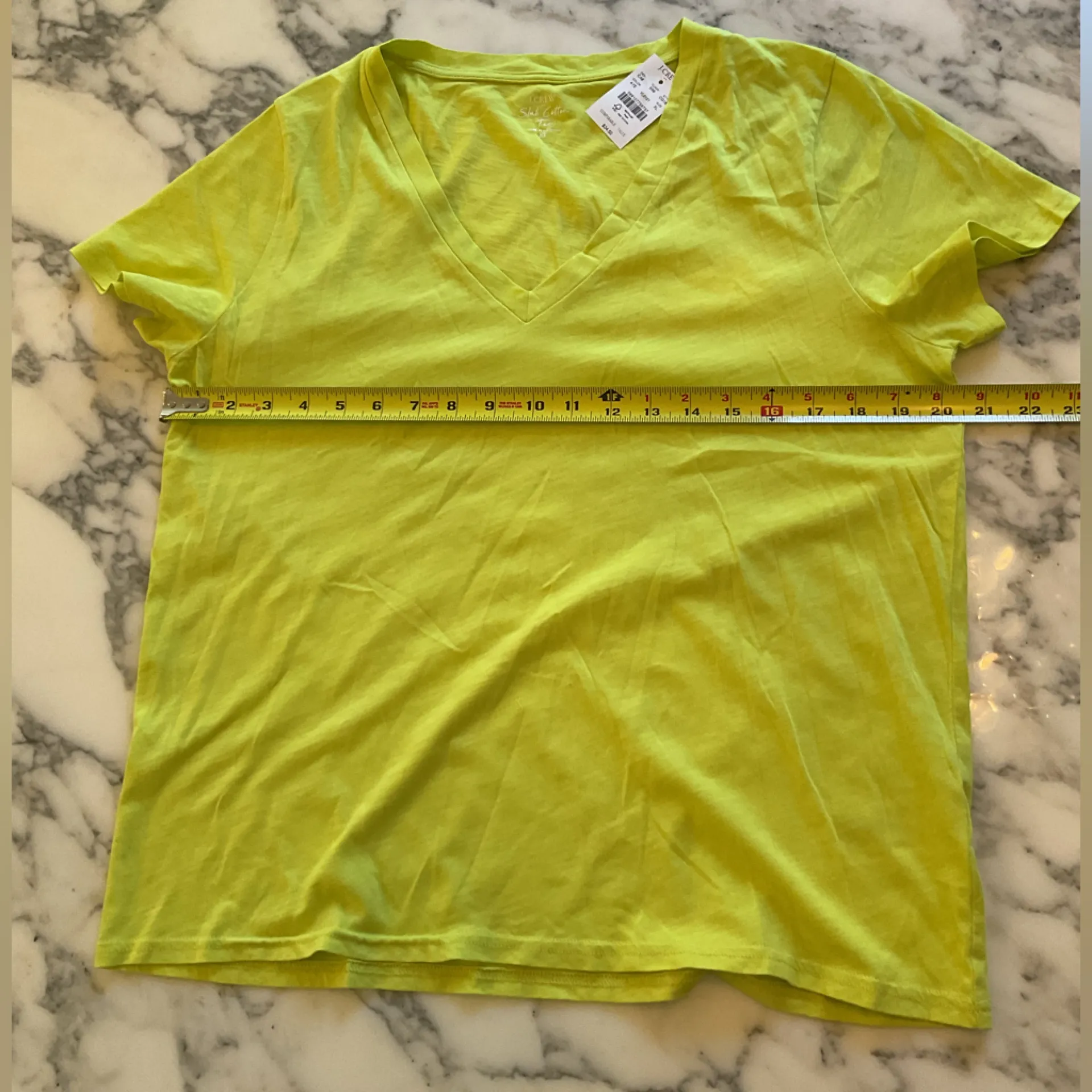 NWT JCrew V Neck Slub Cotton Tee Acid Yellow Women’s Short Sleeve XL - Image 5