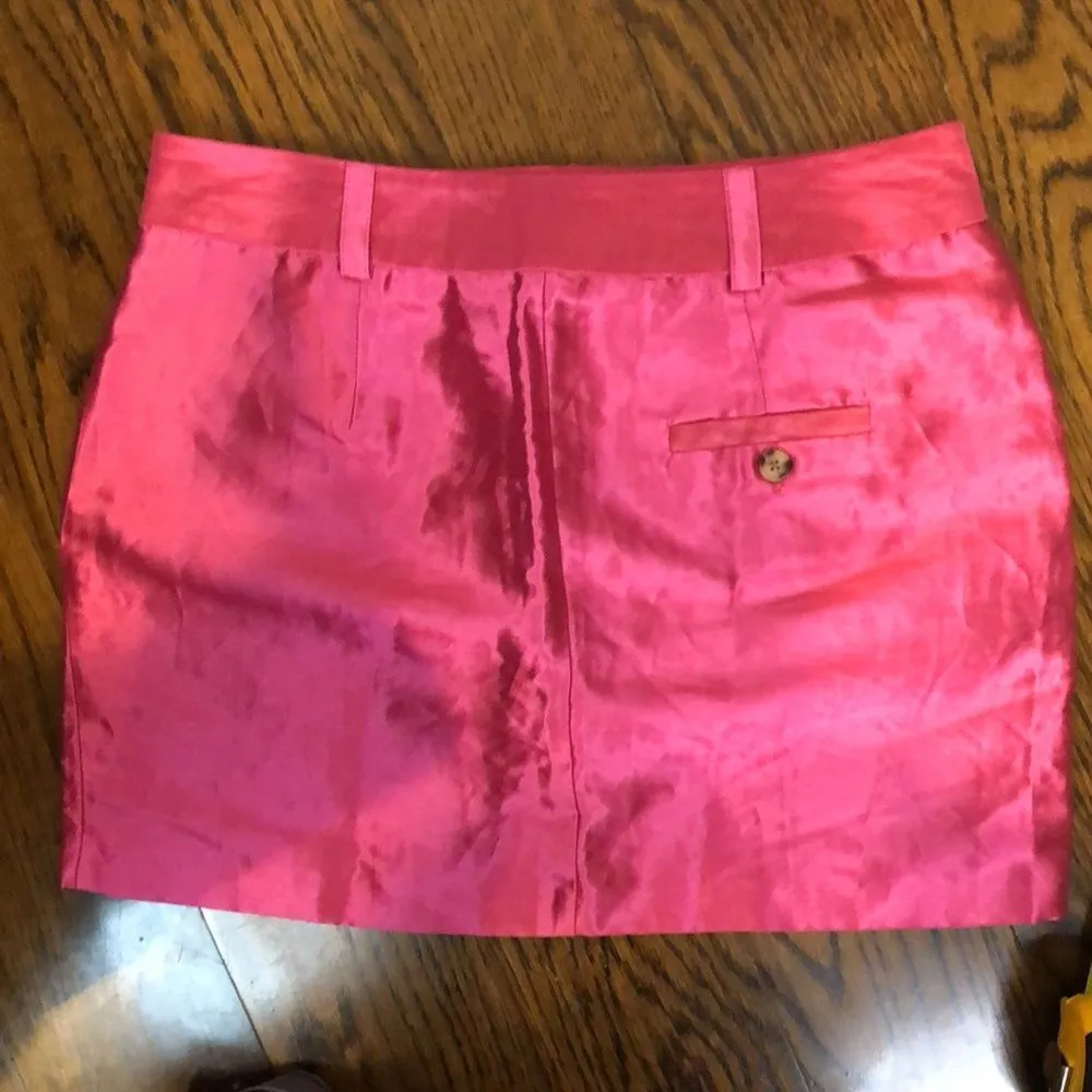 TOPSHOP Fuchia Metallic Hot Pink A-Line Skirt Sz 8 - Image 5