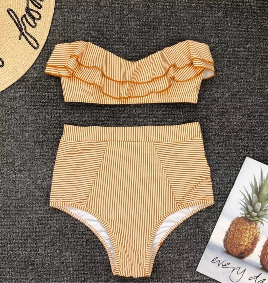 Boutique 341 yellow ruffled high waist swimsuits - Image 2