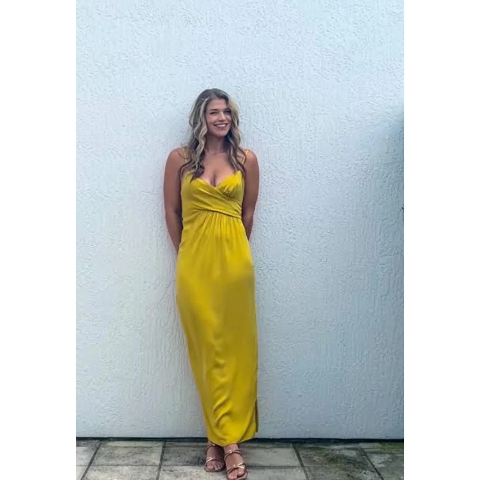 REVOLVE NBD Saanvi Maxi Gown Retail$228 V Neck Mustard Yellow Size S NWT - Image 2