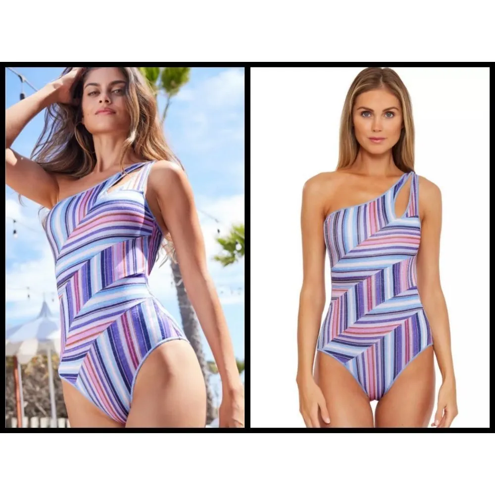 💕BECCA South Coast Arabella One Shoulder One Piece Swimsuit Starry Night M NWT - Image 3