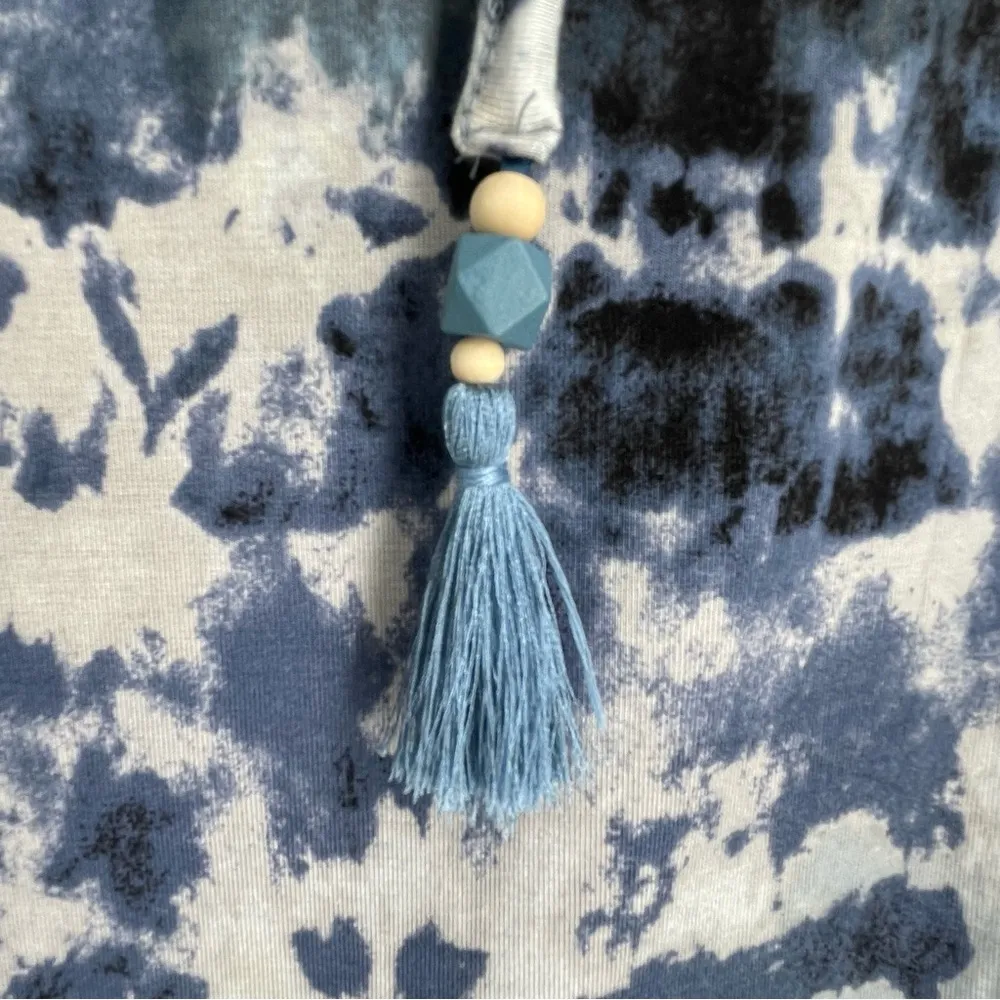 Belle By Kim Gravel Rayon Spandex Painted Desert Tassel Top Gray Black, Size XS - Image 4