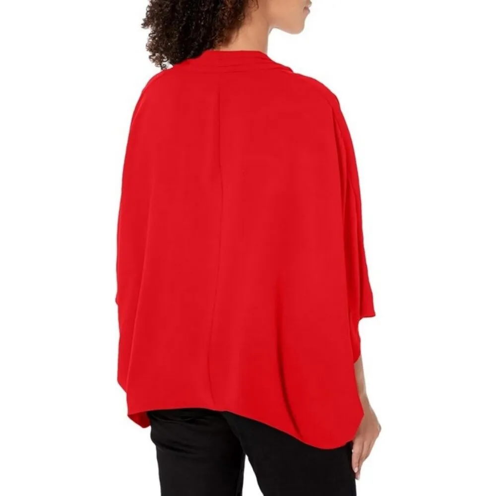 💕TRINA TURK💕 Draped High-Low Concourse Blouse ~ Reina Red Medium NWOT - Image 2