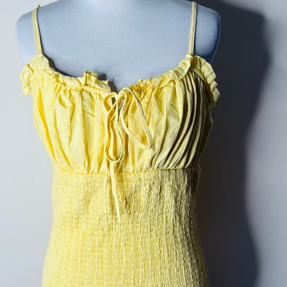 Revamped Yellow Smocked Ruffled Mini Sundress - Image 2