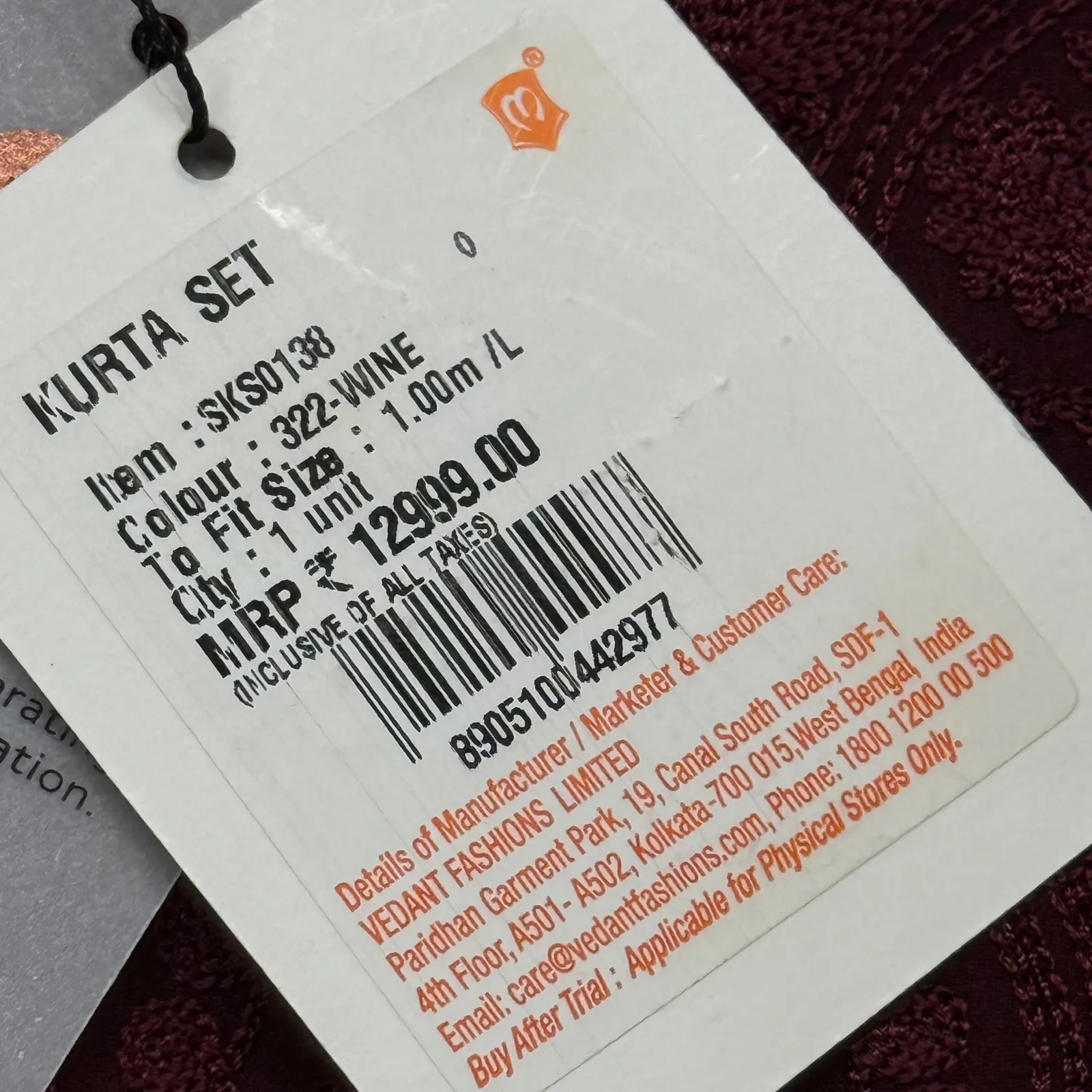 Twamev Kurta Wine Paisley Embroidered Indian Tunic Dress‎ Large Red - Image 6