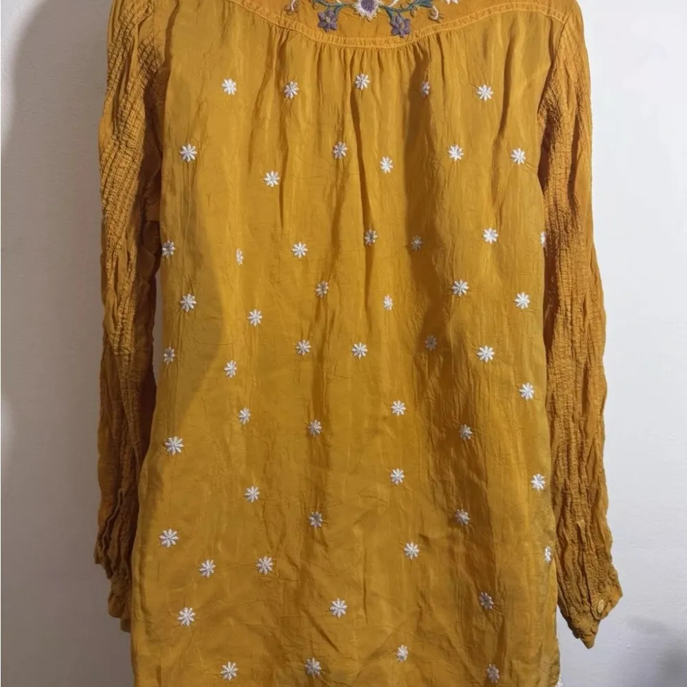RARE Johnny Was Tove Tove Yellow Floral Embroidered Button Down BlouseSz S XC - Image 4