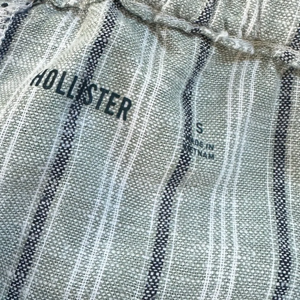 HOLLISTER Linen Blend Striped Wide Leg Pants Trousers Size small - Image 10