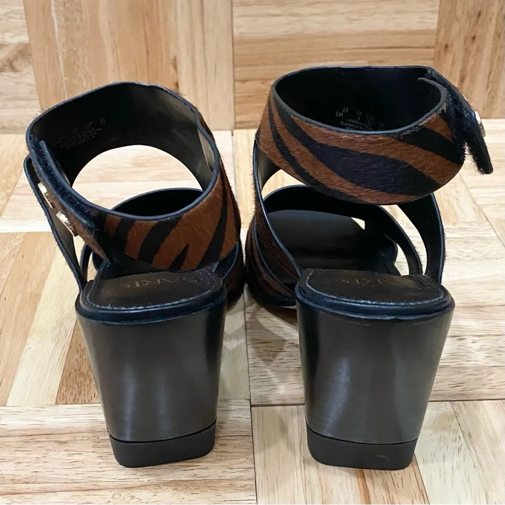 FRANCO SARTO Isabella Genuine Calf Hair Zebra Block Heel Chunky Sandals Size 6 - Image 5