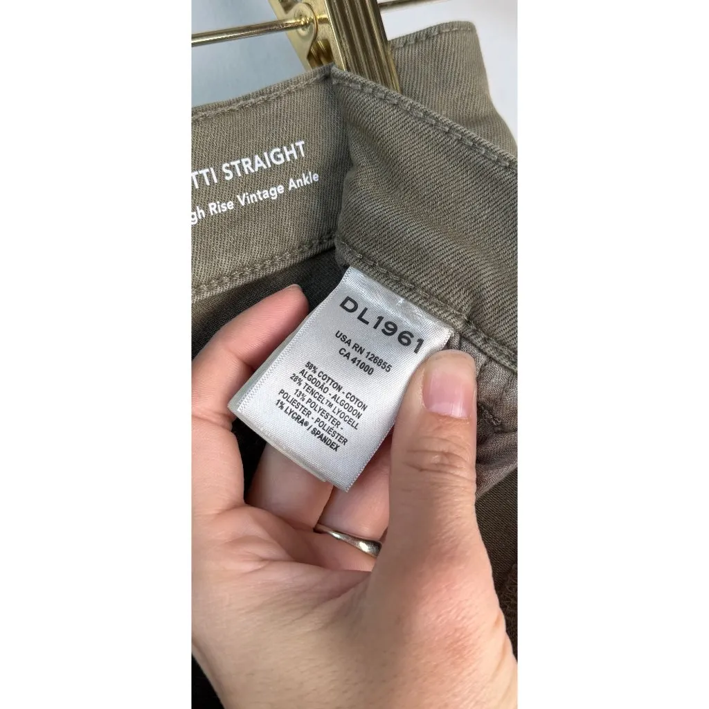 DL1961 Patti Straight High Rise Vintage Ankle Jeans Khaki Green Sz 26 - Image 7