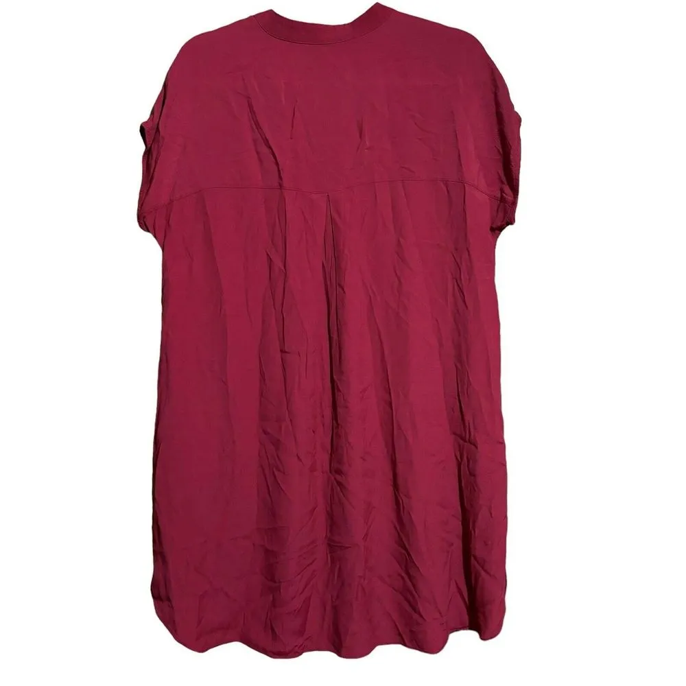 Madewell Dress Womens Medium Red Split Neck Short Sleeve Lined Shift - Image 3