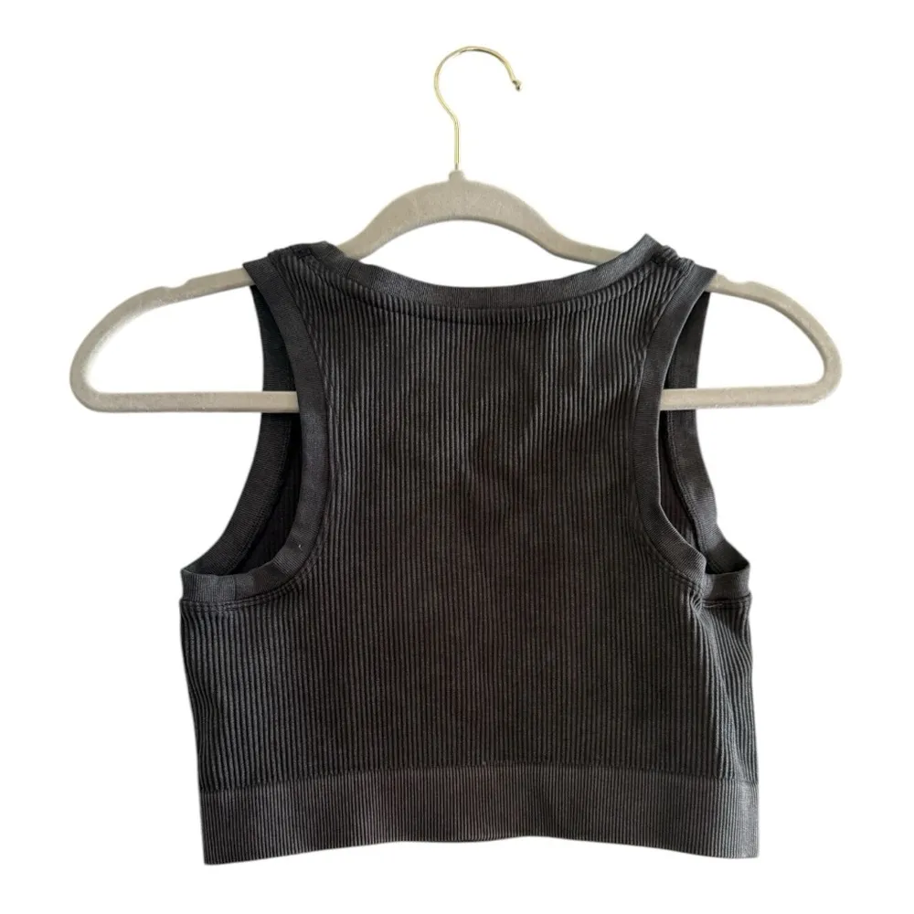 Aerie  Offline Seamless Ribbed Cropped Tank Top Dark Gray Size Medium - Image 2