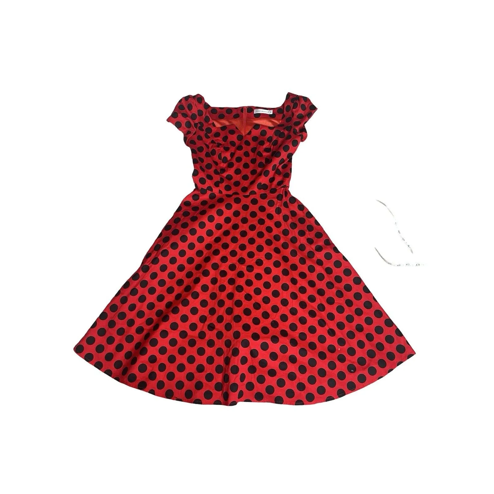 Girstumn Women's Size XS Rockabilly 50's Retro Red & black Poka dots Dress - Image 13